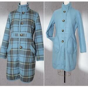 Nine & Co Reversible Jacket Collared Blue Brown Yellow Plaid Medium Vintage